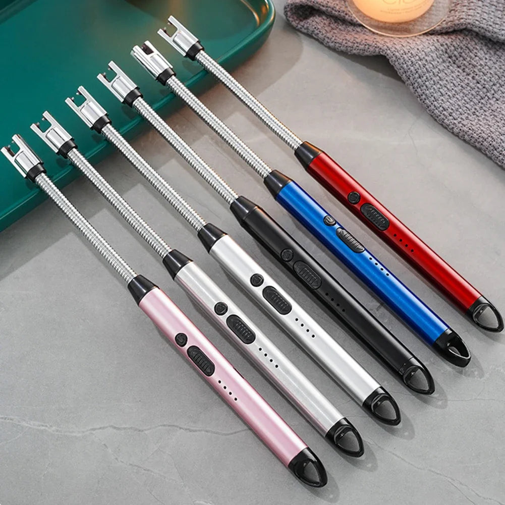 Rechargeable Electric USB Arc Lighter – Windproof, Flameless Long-Neck Lighter with LED Battery Indicator, Type-C Charging, 360° Rotatable Flexible Tube & Safety Lock – Perfect for Candles, Gas Stoves, BBQ, Kitchen, Camping & More | Multicolor