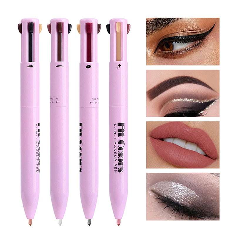 4 in 1 Multifunctional Makeup Pen – Waterproof Long-Lasting Eyeliner, Eyebrow Pencil, Lipstick & Highlighter