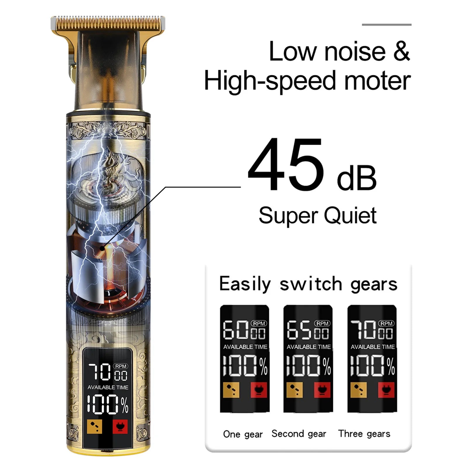 T9 Vintage Electric Hair Trimmer for Men | Professional Cordless Hair Cutting & Shaver Machine | Rechargeable Barber Clipper & Beard Trimmer for Men and Boys (No Color Choice)