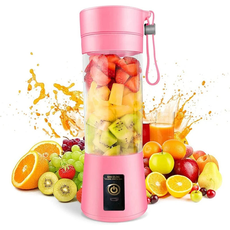 USB Rechargeable Juicer Blender – Original Portable Mini Smoothie Maker with 6 Blades | 380–400ml Food Grade Electric Mixer for Fruits, Shakes, and Protein Drinks | High-Power Travel Juicer Bottle for Healthy Smoothies On-the-Go