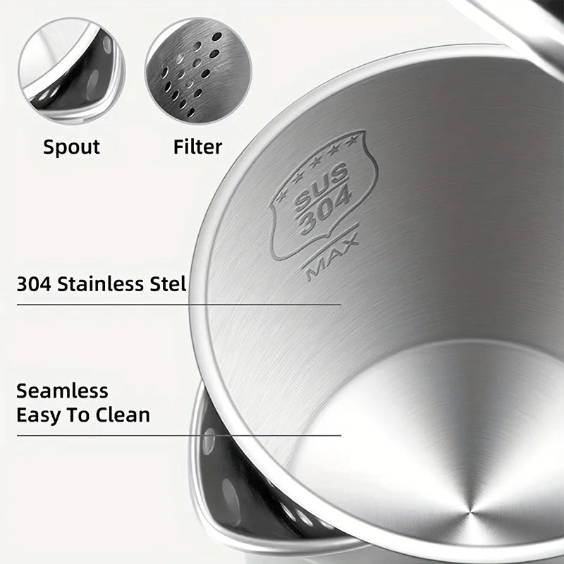 2L Imported Electric Kettle – 1500W Stainless Steel Quick Boiler with Automatic Switch, Rapid Boil, and GS Certified Safety Tea Maker