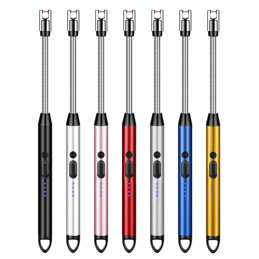 Rechargeable Electric USB Arc Lighter – Windproof, Flameless Long-Neck Lighter with LED Battery Indicator, Type-C Charging, 360° Rotatable Flexible Tube & Safety Lock – Perfect for Candles, Gas Stoves, BBQ, Kitchen, Camping & More | Multicolor